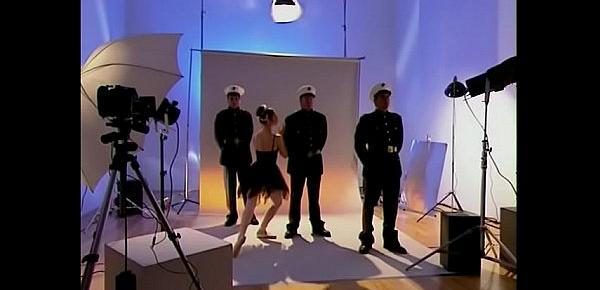  Model ballerina&039;s holes get stuffed by three sailors at a photoshoot